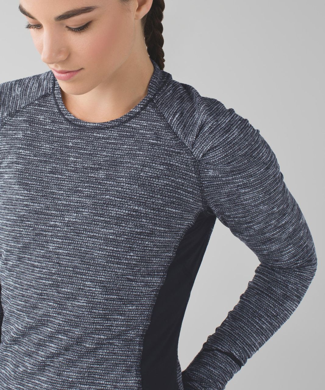 Lululemon Think Fast Long Sleeve - Coco Pique Black / Black