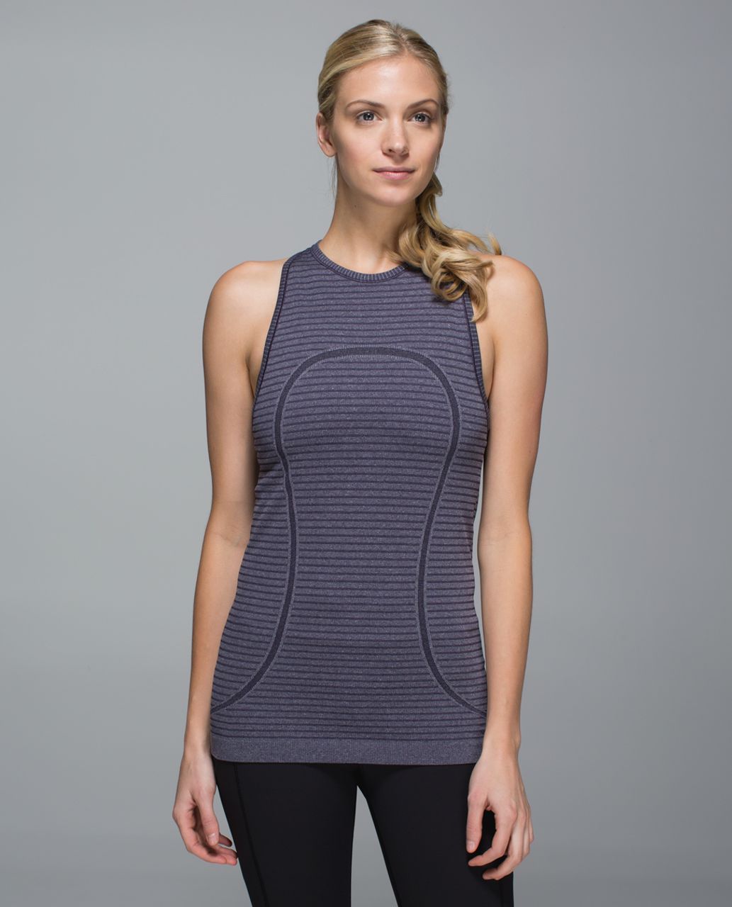 Lululemon Run:  Swiftly Tech Tank - Rugby Stripe Tonal Heathered Black Grape