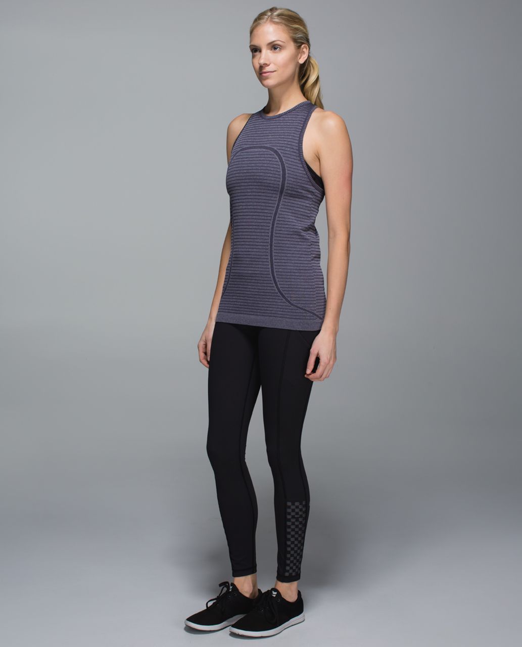 Lululemon Run:  Swiftly Tech Tank - Rugby Stripe Tonal Heathered Black Grape