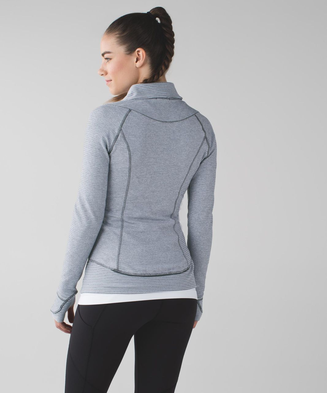 Lululemon Think Fast Pullover - Mini Check Pique White Heathered