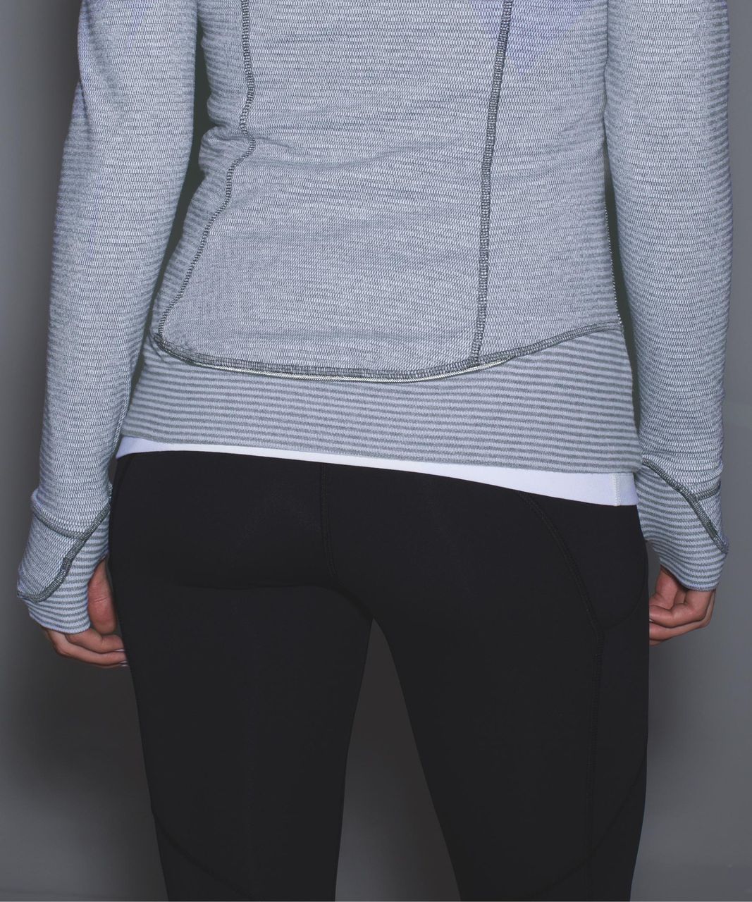 Lululemon Think Fast Pullover - Mini Check Pique White Heathered Slate / White