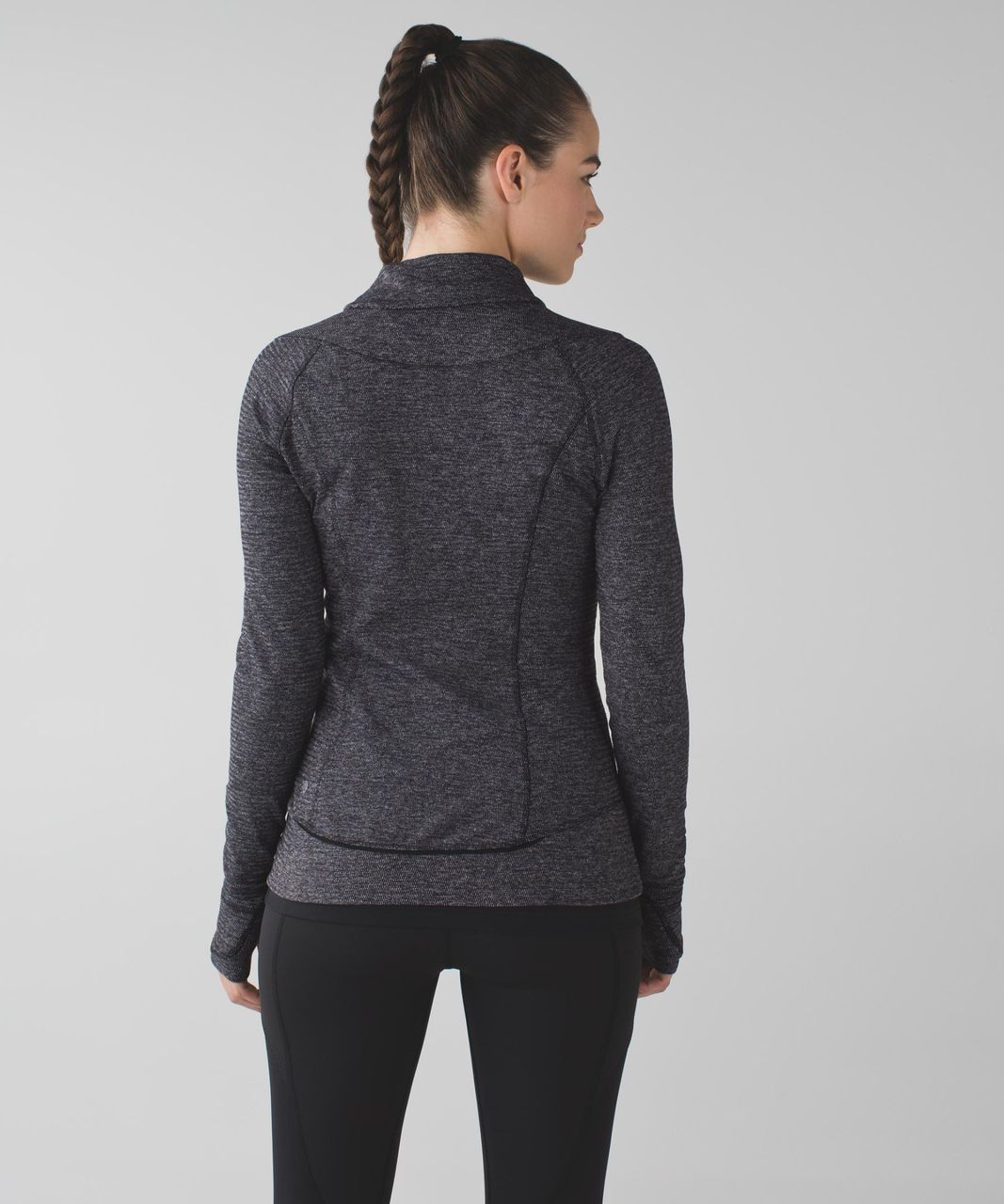 Lululemon Think Fast Pullover - Mini Check Pique Black Heathered Black