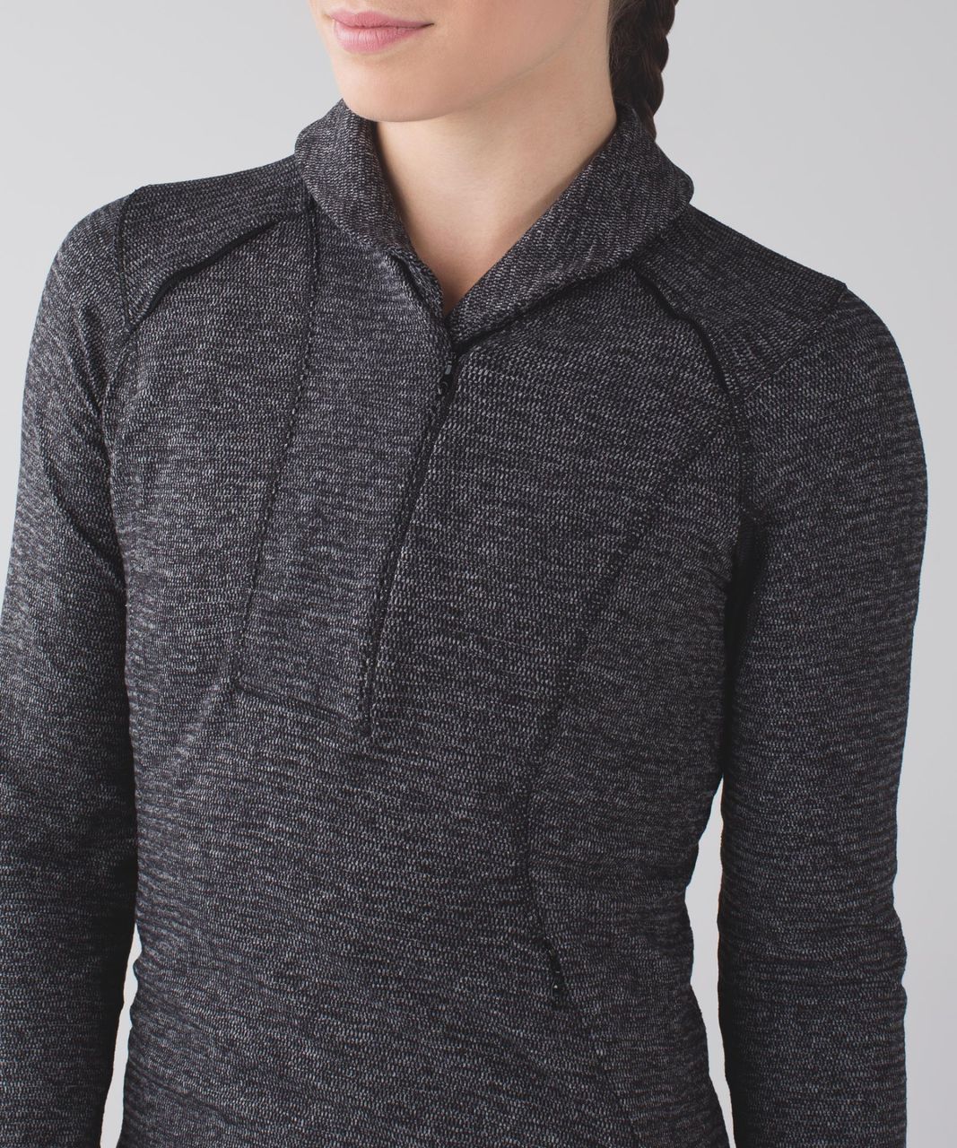 Lululemon Think Fast Pullover - Mini Check Pique Black Heathered Black