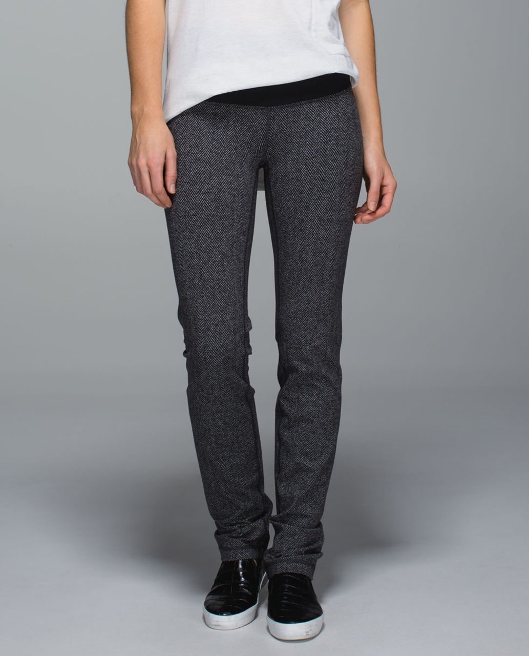 Lululemon Straight-Up Pant *Full-On Luon - Giant Herringbone Black Heathered Black