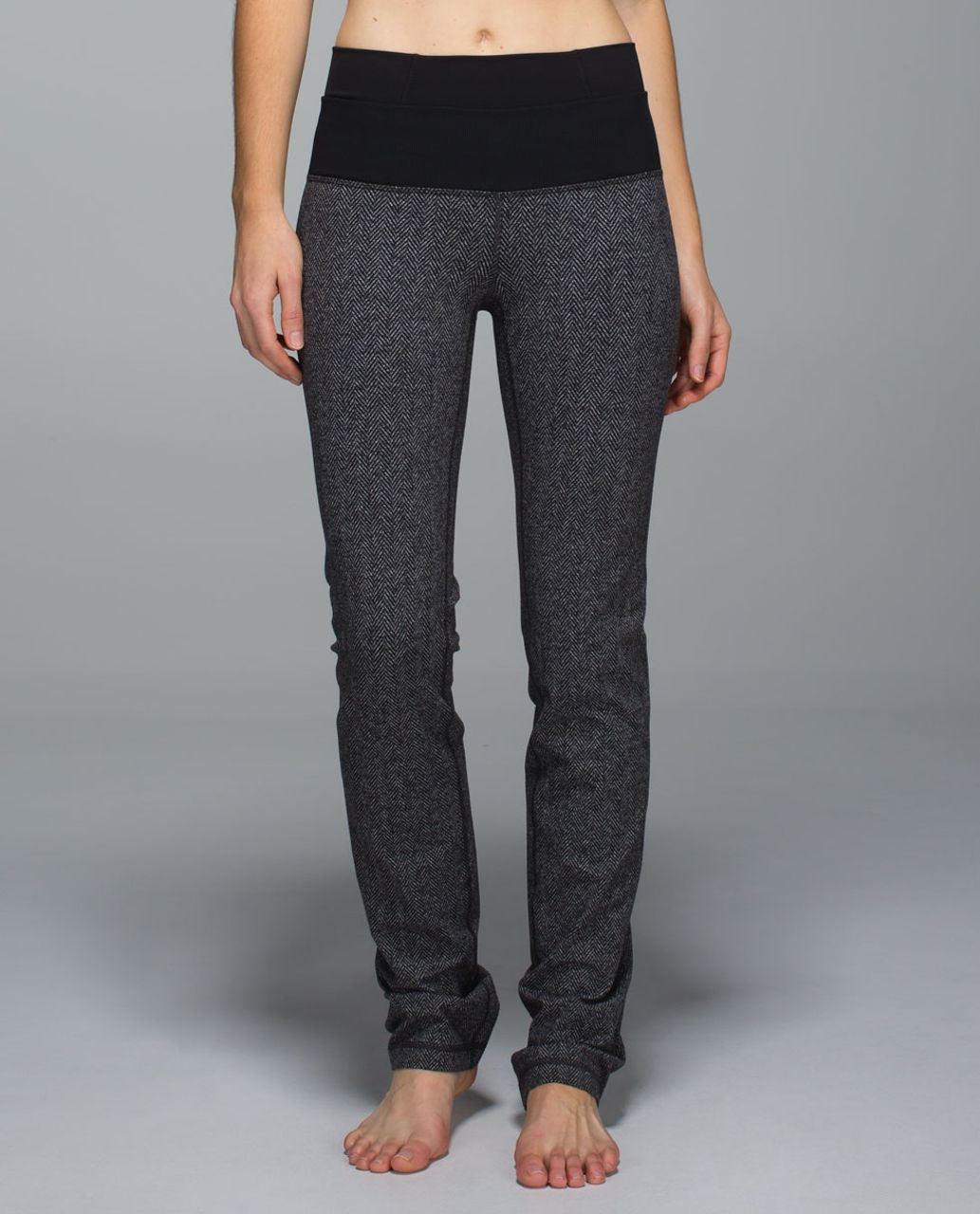 Lululemon Straight-Up Pant *Full-On Luon - Giant Herringbone Black Heathered Black