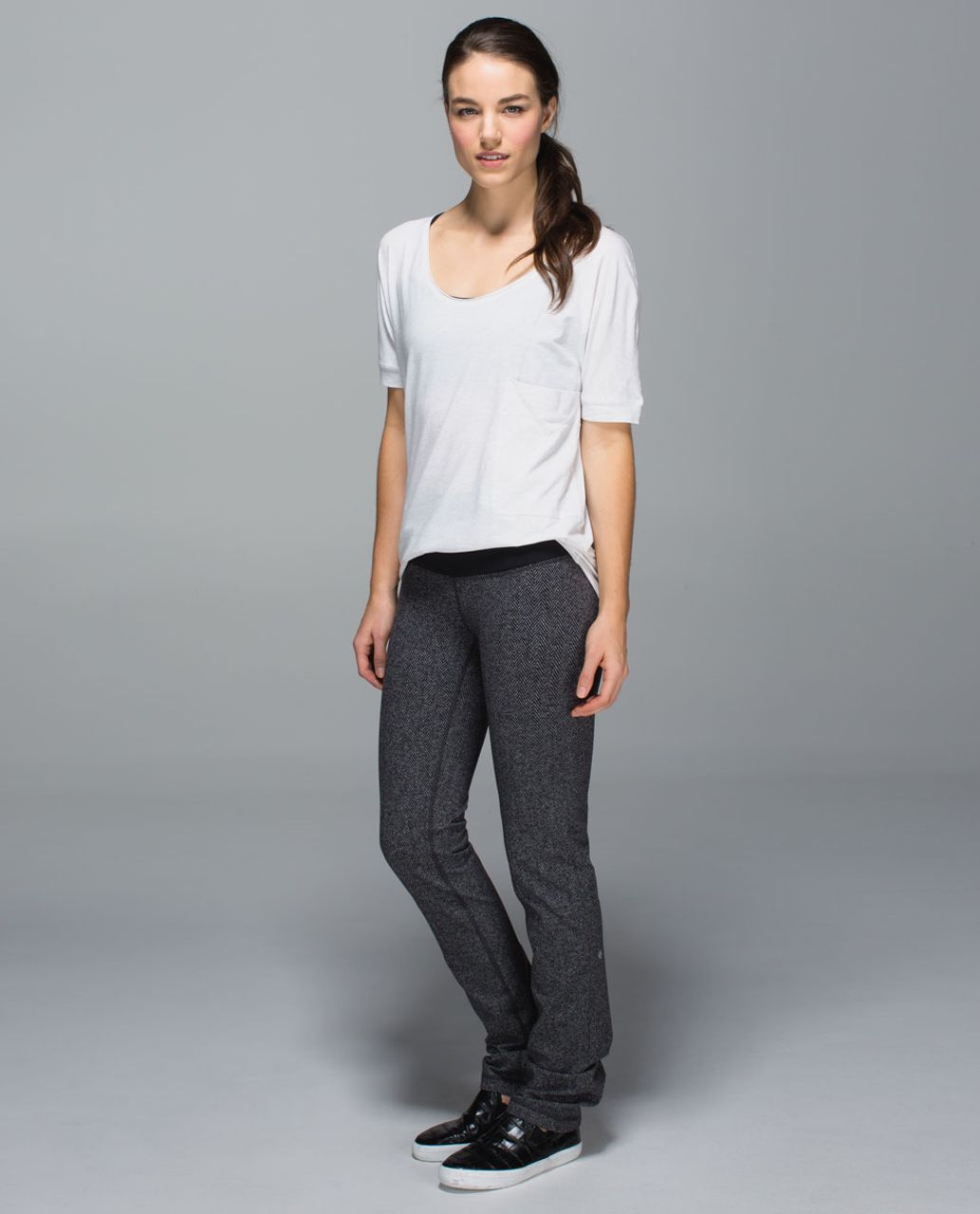 Lululemon Straight-Up Pant *Full-On Luon - Giant Herringbone Black Heathered Black