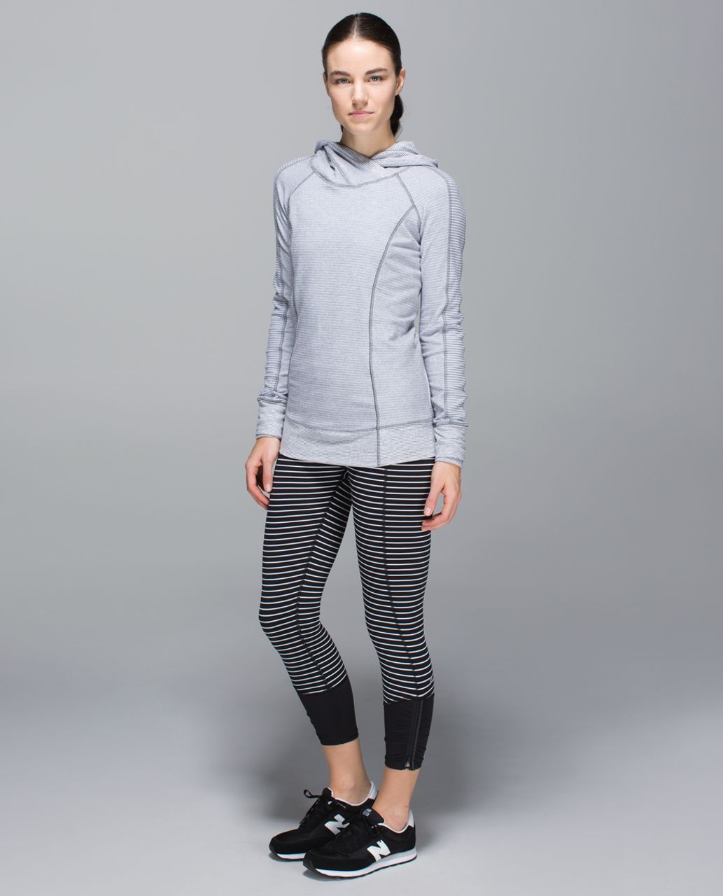 Lululemon Runday Crop - Parallel Stripe White Black / Black