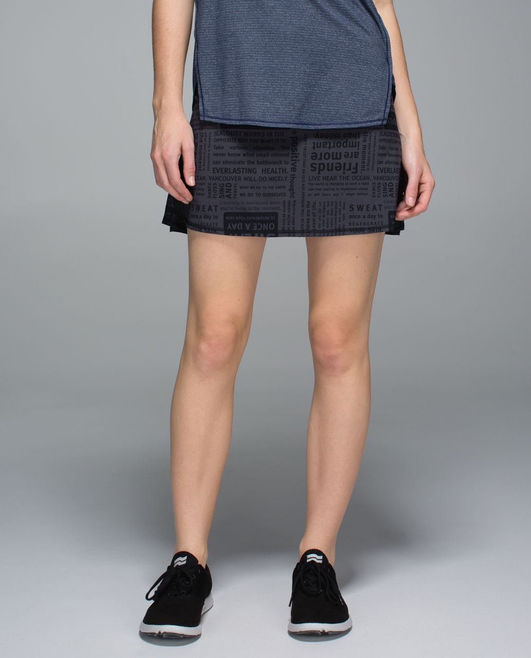 Lululemon Run:  Pace Setter Skirt *4-way Stretch (Tall) - Classic Manifesto Deep Coal Black / Black