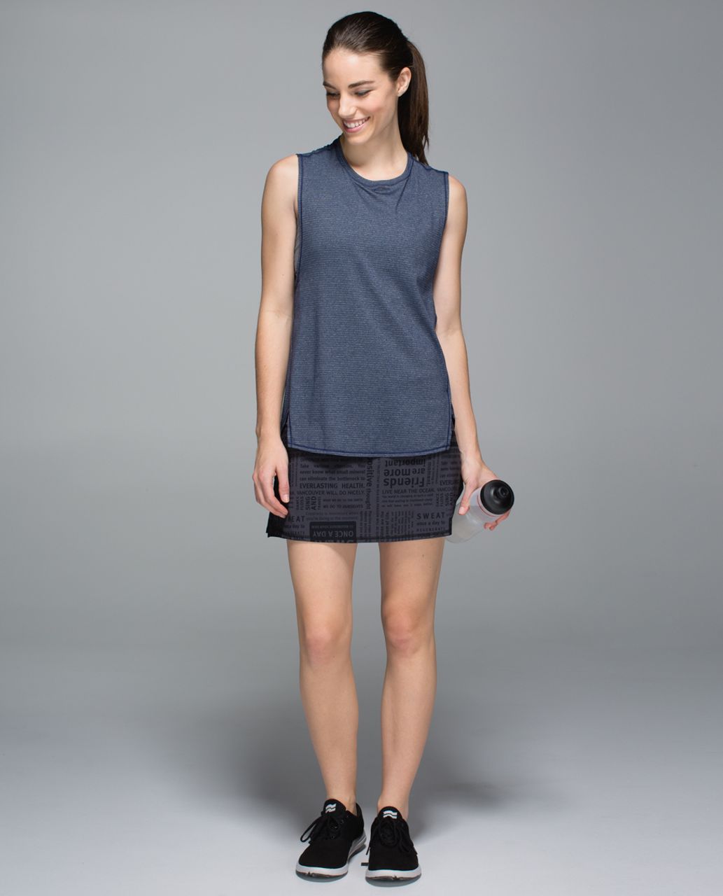 Lululemon Run:  Pace Setter Skirt *4-way Stretch (Tall) - Classic Manifesto Deep Coal Black / Black