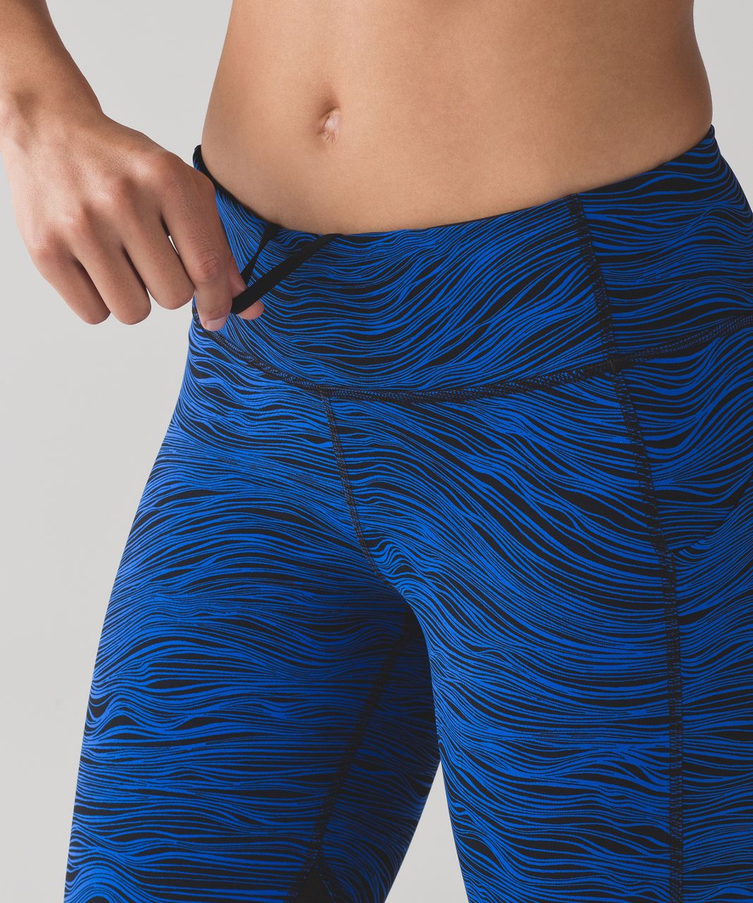 Lululemon Pace Rival Crop (22") - Life Lines Cerulean Blue Black / Black