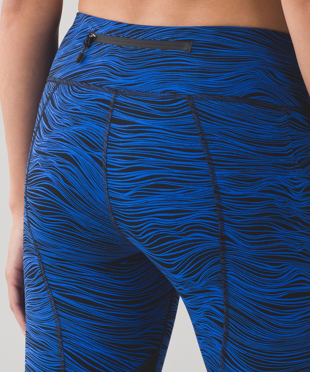 Lululemon Pace Rival Crop (22") - Life Lines Cerulean Blue Black / Black