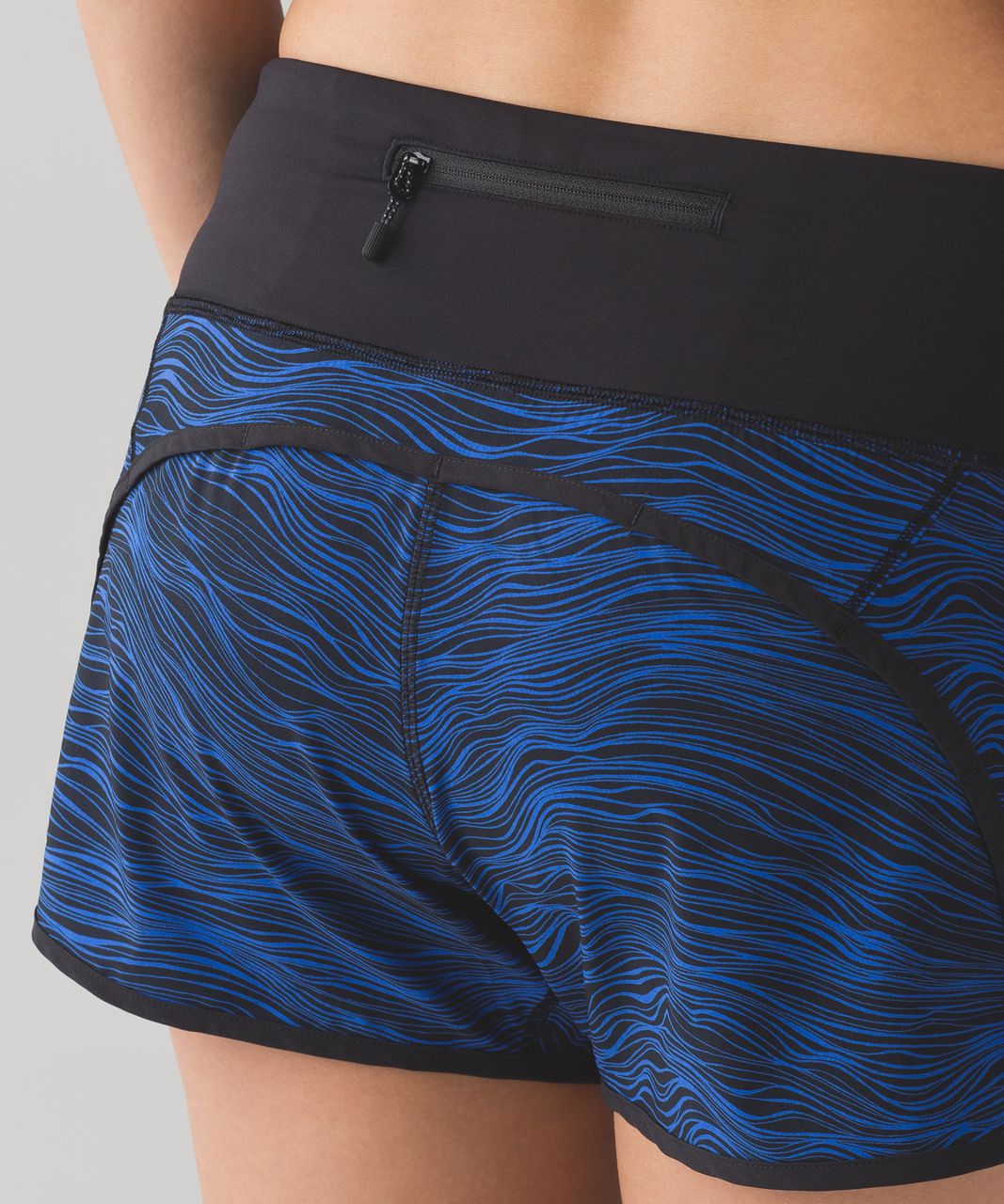 Lululemon Run Times Short (4") - Life Lines Cerulean Blue Black / Black