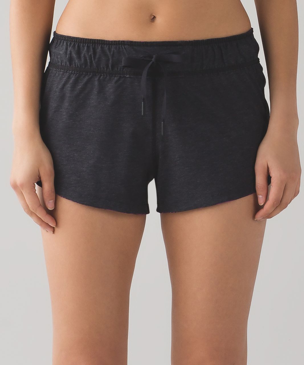 Lululemon Double Time Short (3") - Life Lines Polar Pink Black / Heathered Texture Printed Deep Coal Black