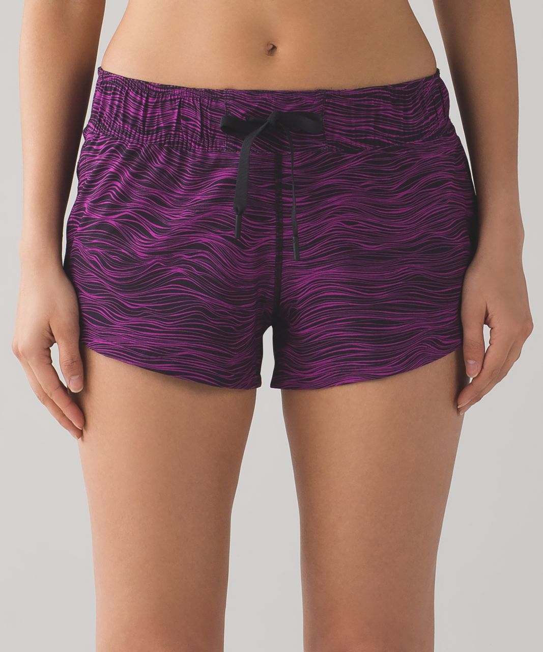 Lululemon Double Time Short (3") - Life Lines Polar Pink Black / Heathered Texture Printed Deep Coal Black