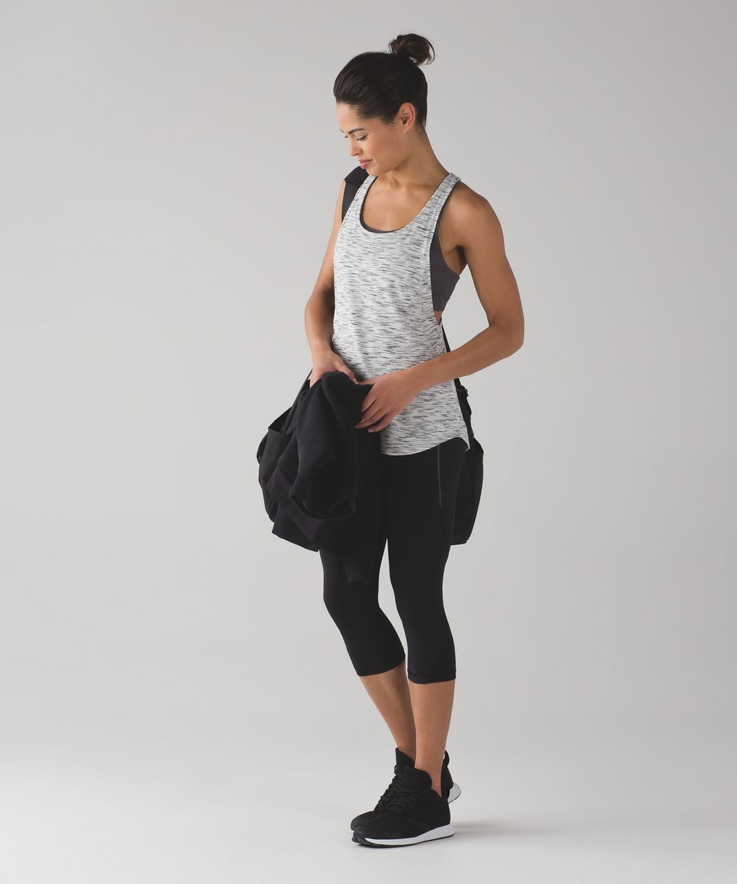 Lululemon On Track Tank - Tiger Space Dye Black White / Dark Carbon