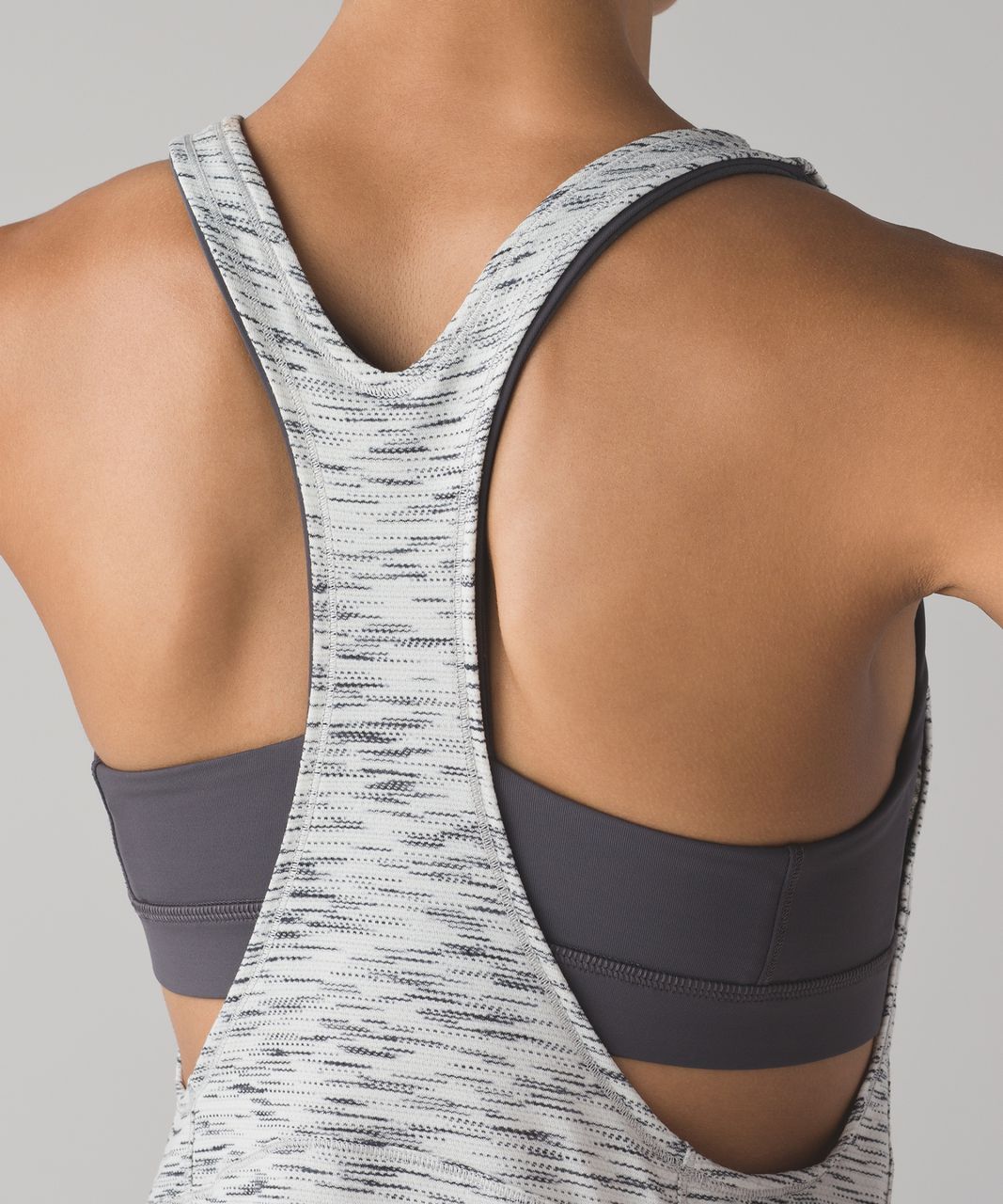 Lululemon On Track Tank - Tiger Space Dye Black White / Dark Carbon