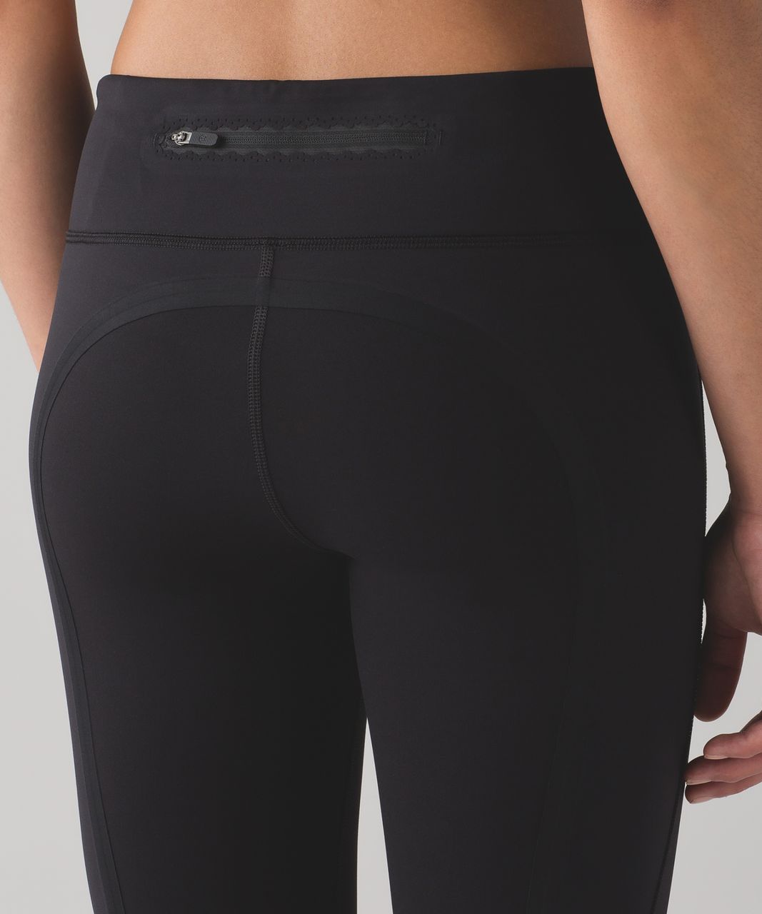 Lululemon Run: Back On Track Crop - Deep Coal / Silver Spoon White