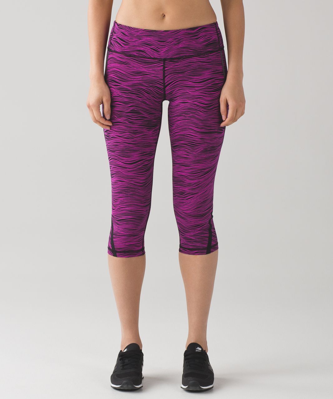 Lululemon Purple/Pink Striped Crop Legging with Exposed Side Seams