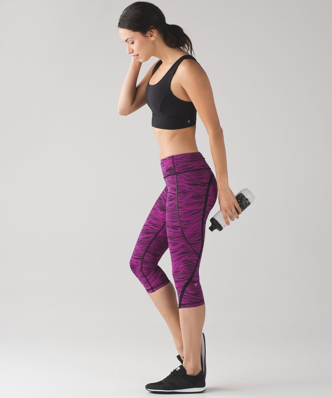 Lululemon On Track Crop (19") - Life Lines Polar Pink Black / Black