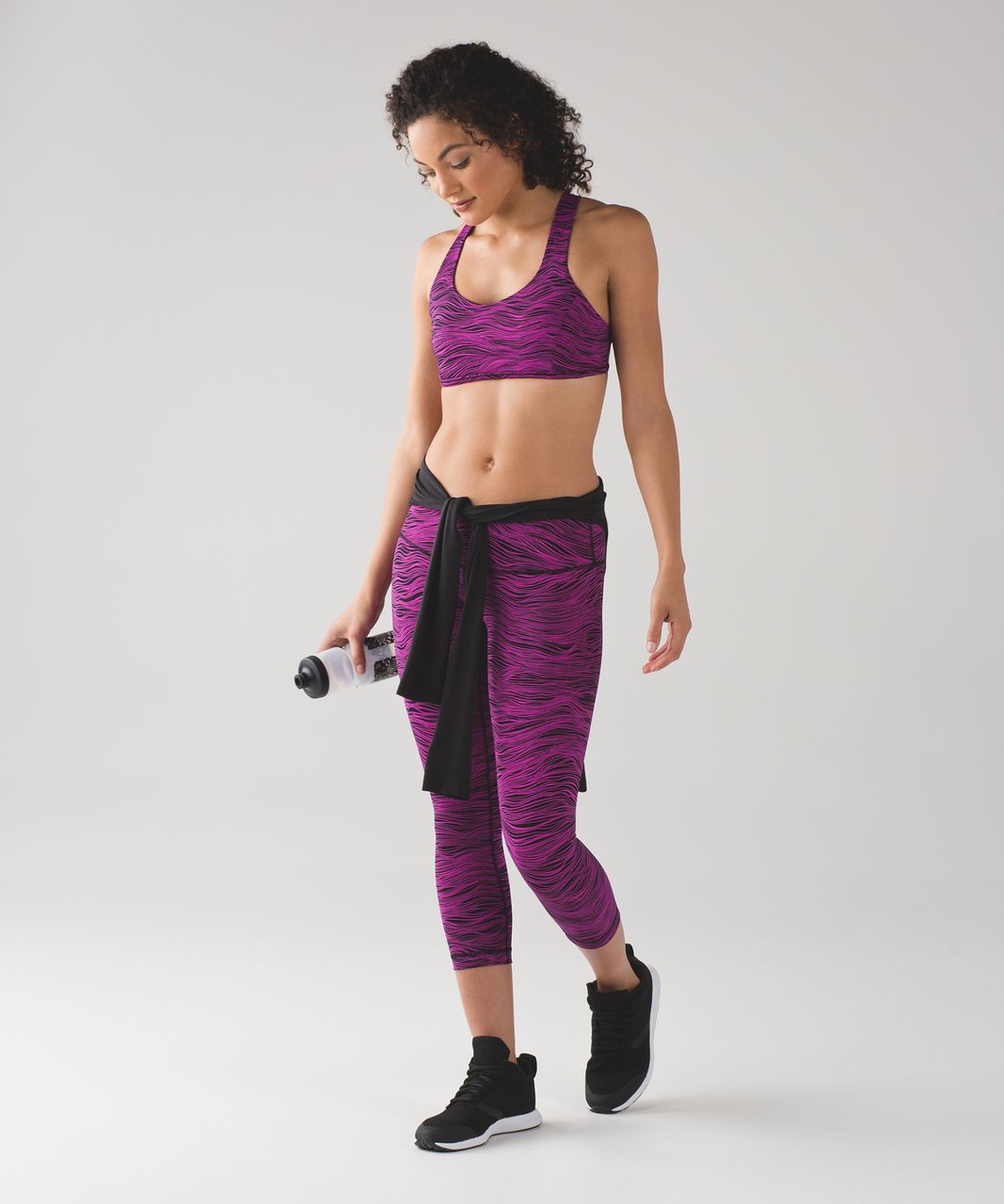 Lululemon Wunder Under Crop III (21") - Life Lines Polar Pink Black