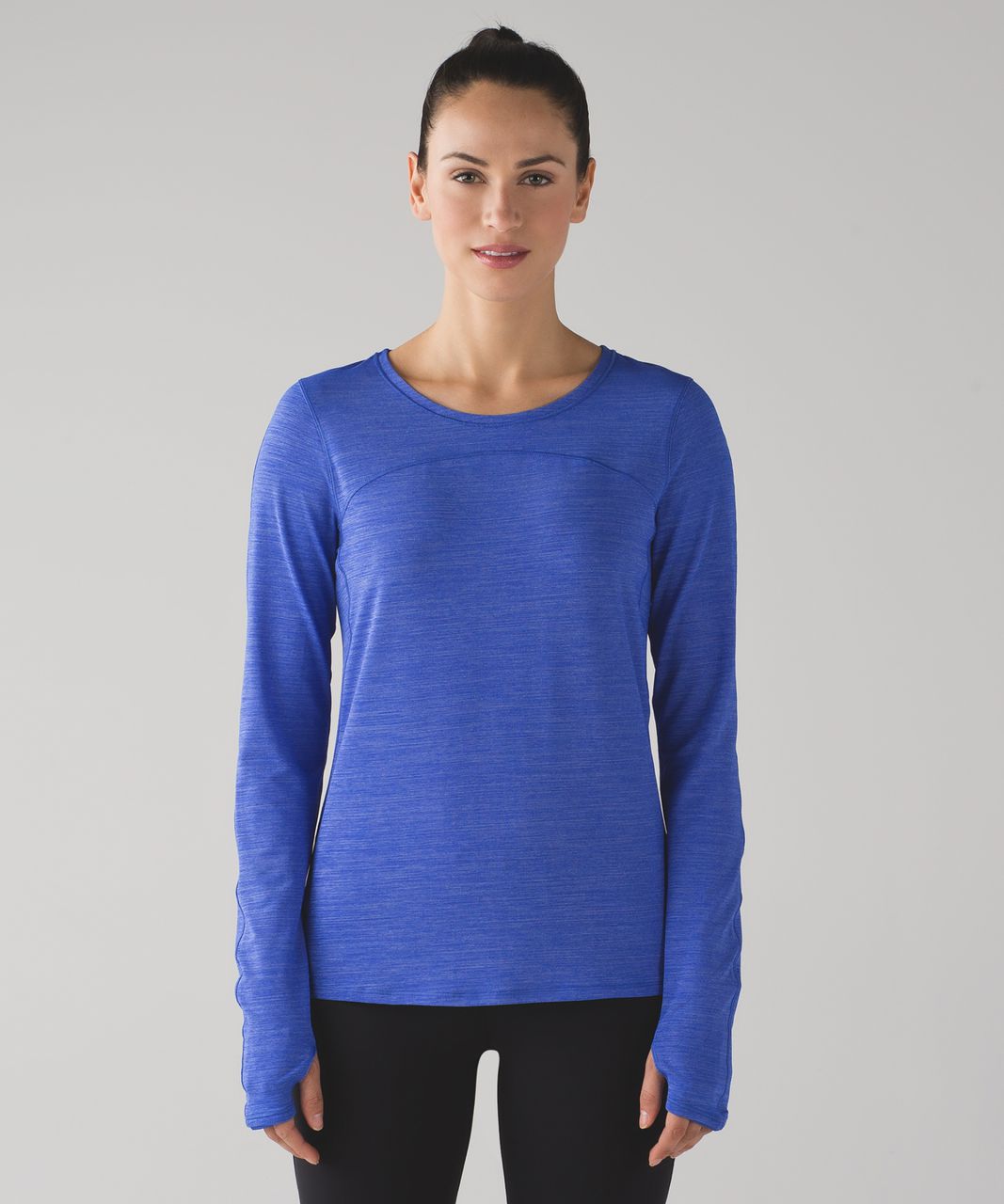 Lululemon On Track Long Sleeve - Heathered Cerulean Blue - lulu fanatics