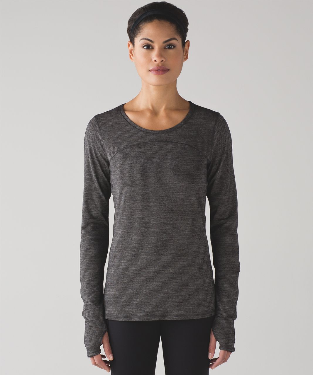 Lululemon On Track Long Sleeve - Heathered Black - lulu fanatics