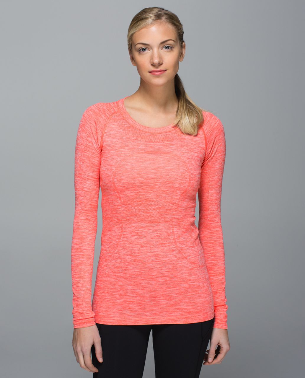 Lululemon Run:  Swiftly Tech Long Sleeve Crew - Space Dye Heathered Atomic Red