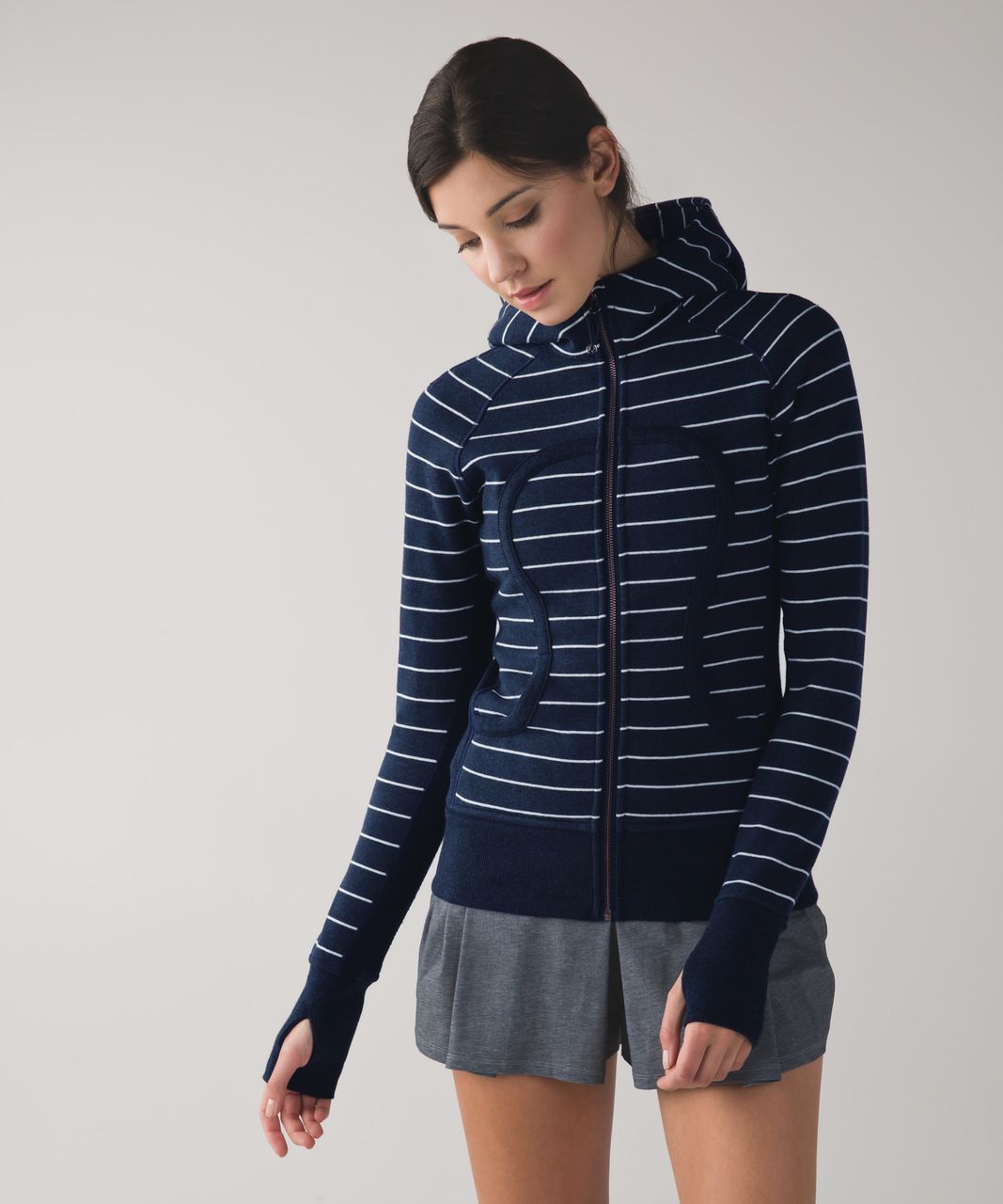 Lululemon Scuba Hoodie *Stripe - White Heathered Blurred Grey Classic  Stripe - lulu fanatics