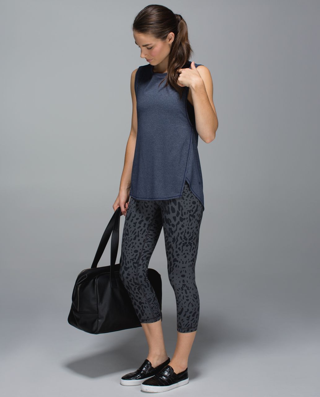 Lululemon Wunder Under Crop II Floral Printed Black Deep Coal