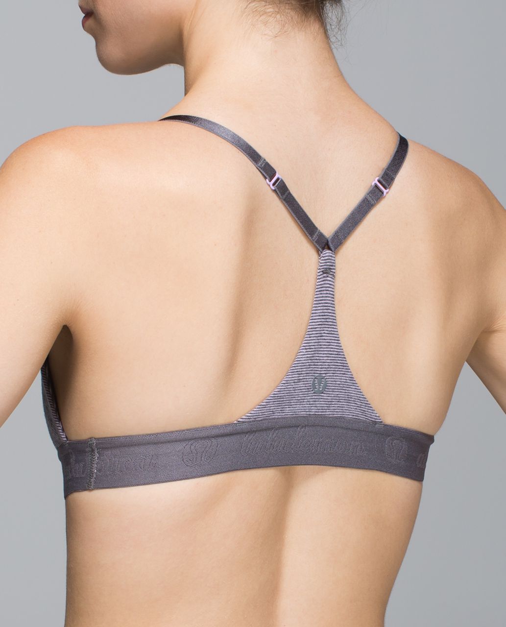 Lululemon Live Natural Bra II - Wee Stripe Heathered Dark Grey Pretty Purple