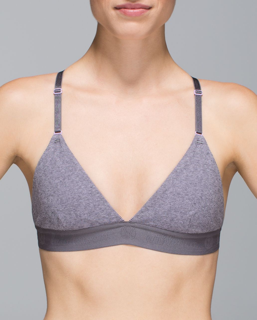 Lululemon Live Natural Bra II - Wee Stripe Heathered Dark Grey Pretty Purple