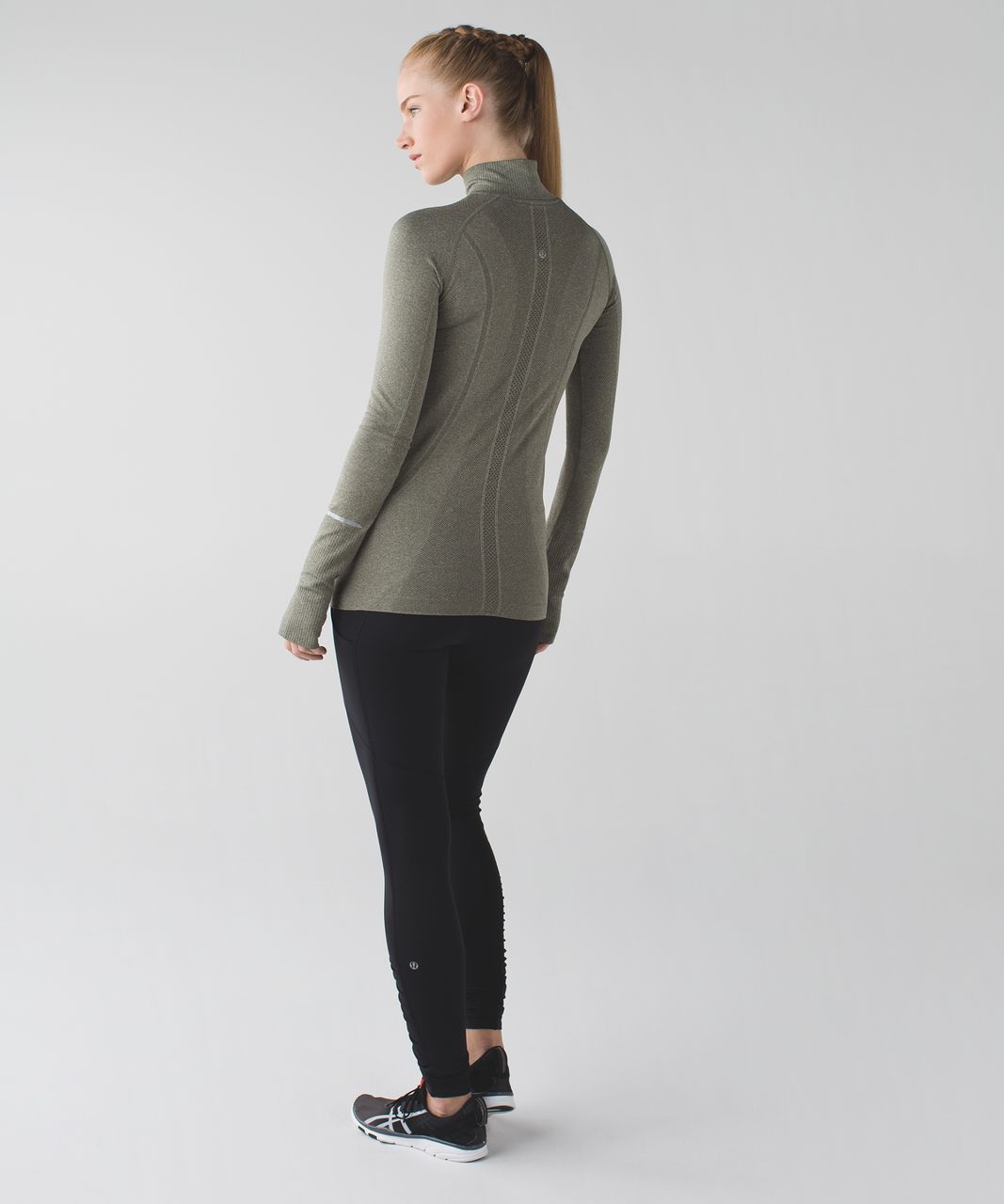 Lululemon Run:  Swiftly Tech 1/2 Zip - Heathered Fatigue Green