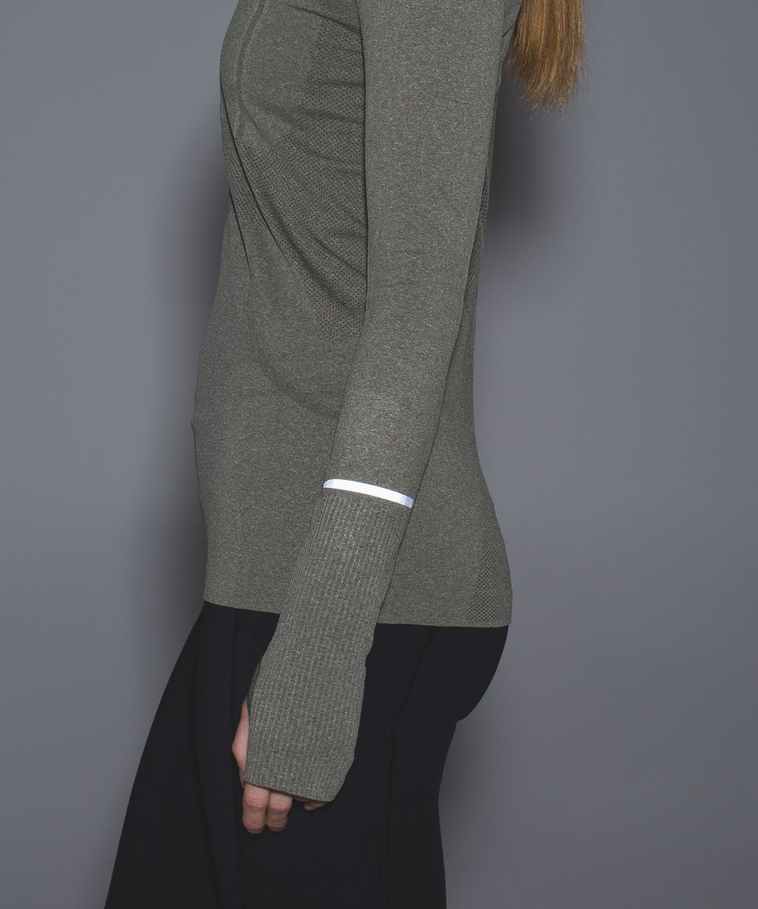 Lululemon Run:  Swiftly Tech 1/2 Zip - Heathered Fatigue Green