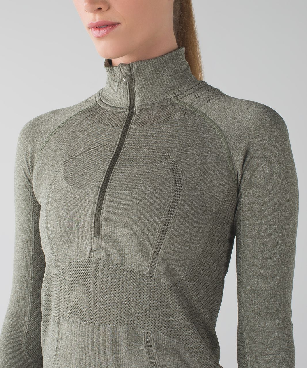 Lululemon Run:  Swiftly Tech 1/2 Zip - Heathered Fatigue Green