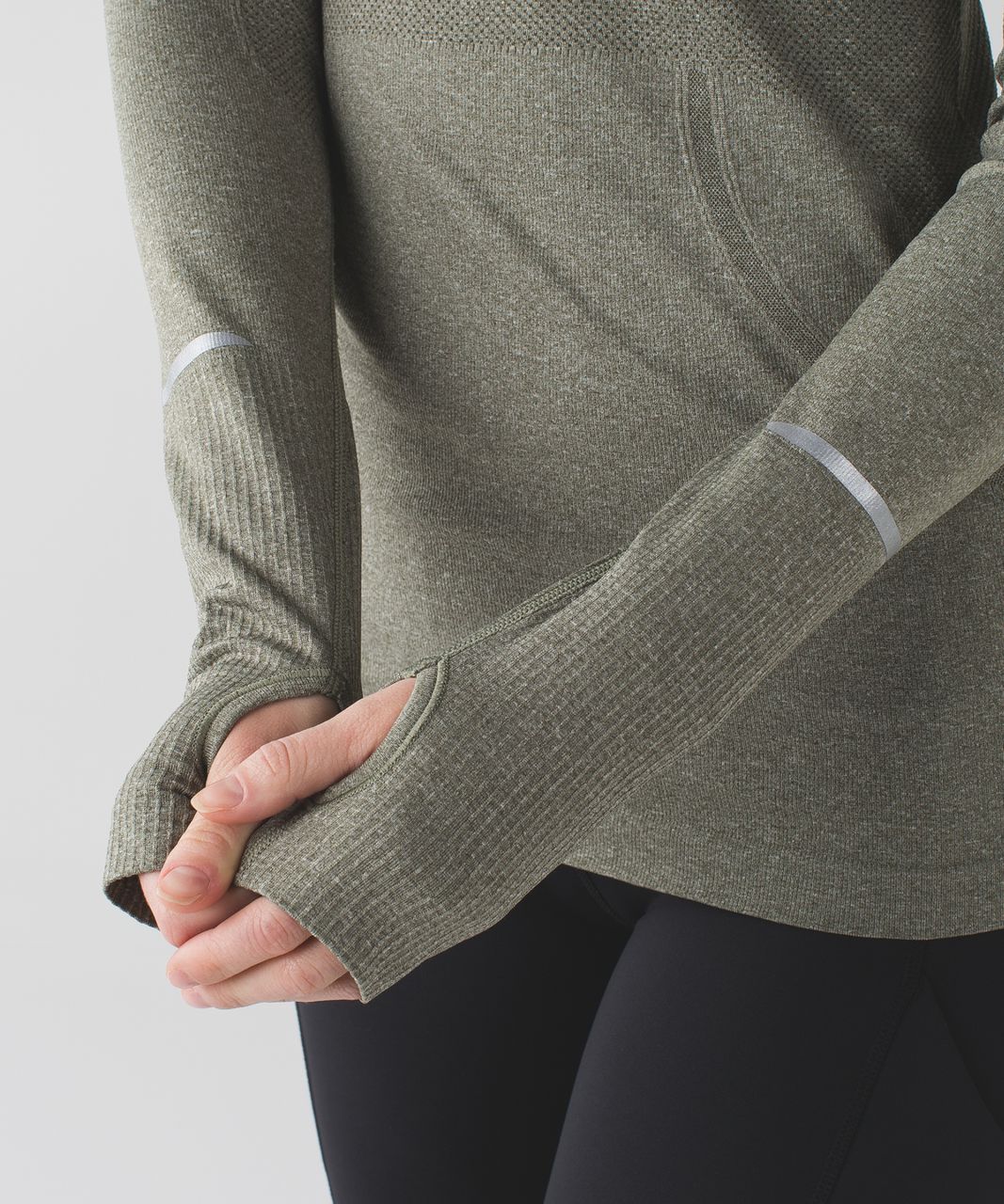 Lululemon Run:  Swiftly Tech 1/2 Zip - Heathered Fatigue Green