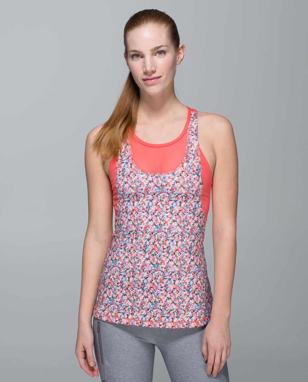 Lululemon Mesh With Me Tank - Prism Petal Multi / Atomic Red