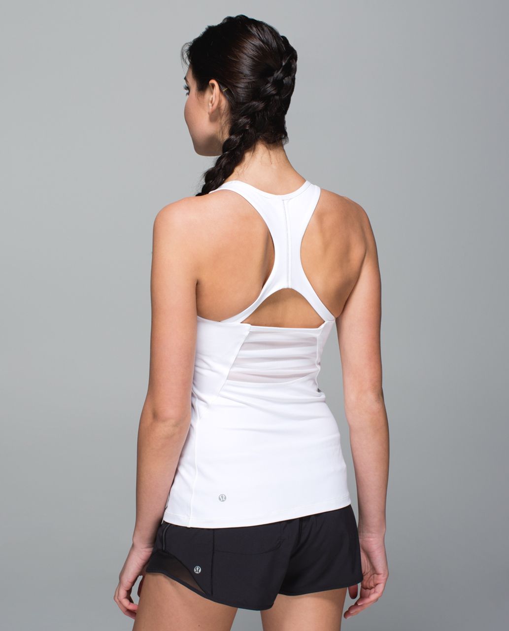 LULULEMON White Built-In bra Mesh Tank Top Sz 8