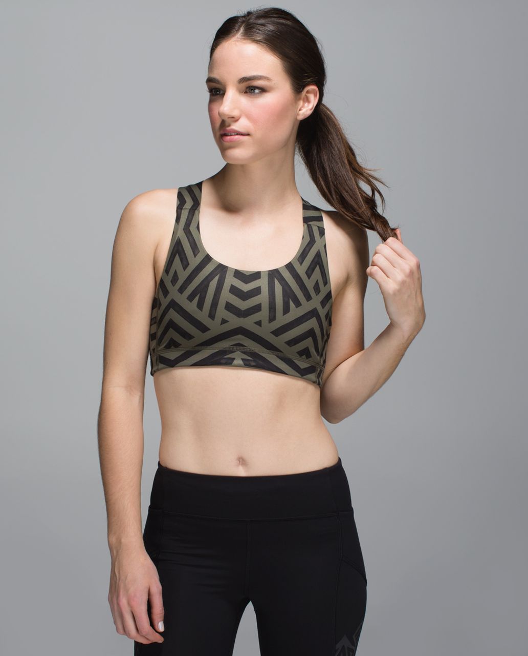 Lululemon All Sport Bra - Chevron Shuffle Fatigue Green Black