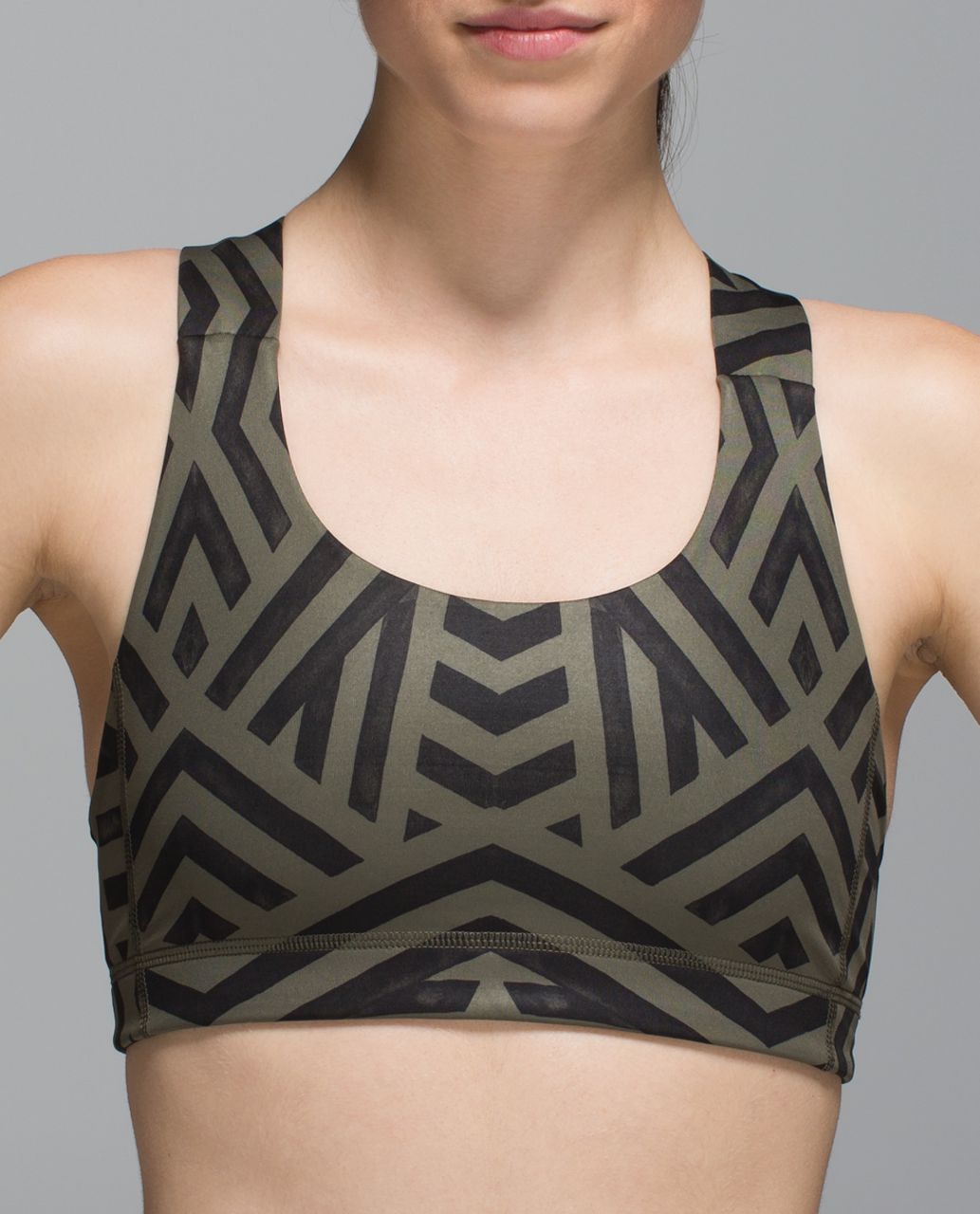 Lululemon All Sport Bra - Chevron Shuffle Fatigue Green Black