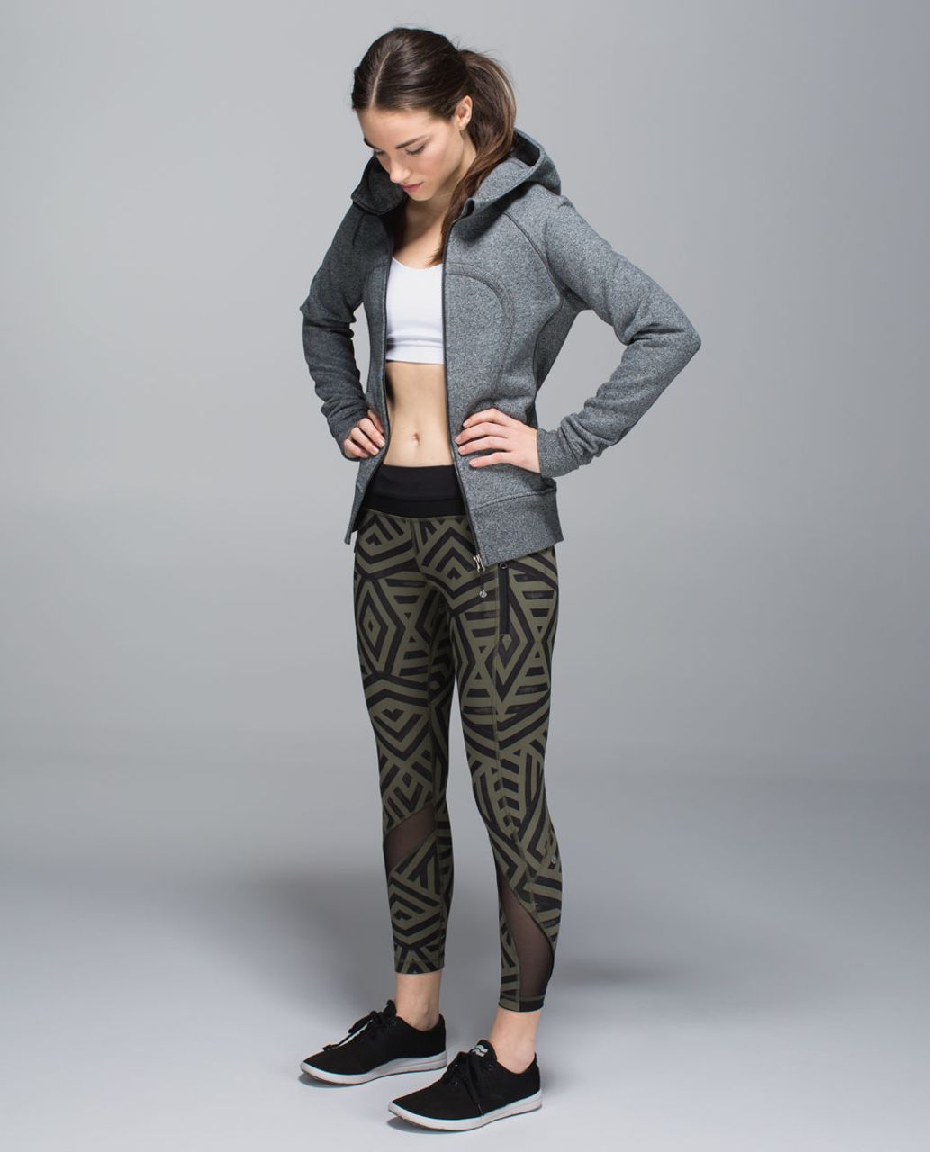 Lululemon Inspire Tight II *Full-On Luxtreme - Chevron Shuffle Fatigue  Green Black / Black - lulu fanatics