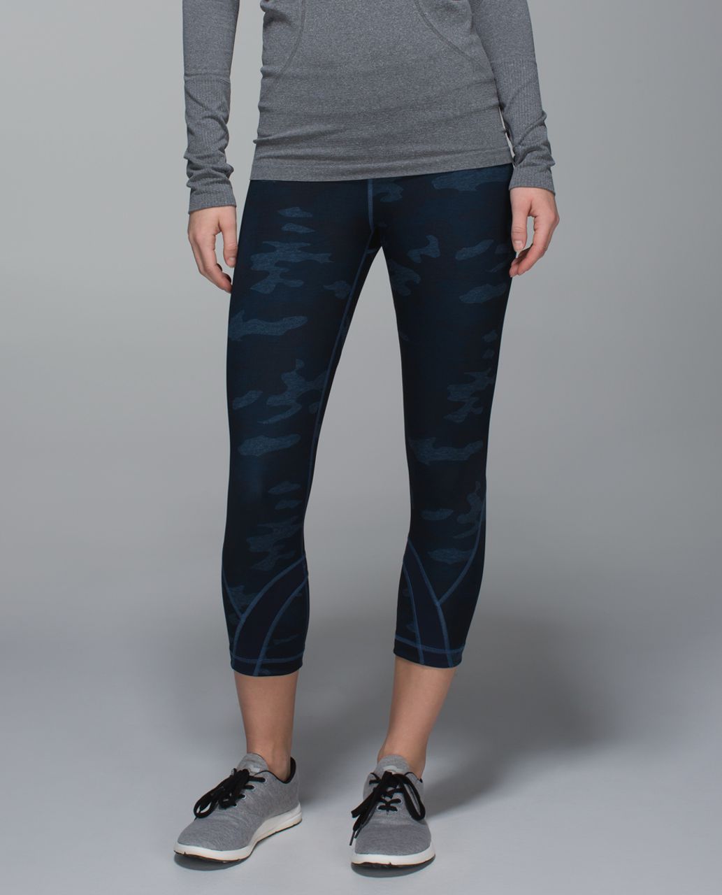 Lululemon Run:  Inspire Crop II *All Full-On Luxtreme - Heathered Texture Lotus Camo Oil Slick Blue / Inkwell