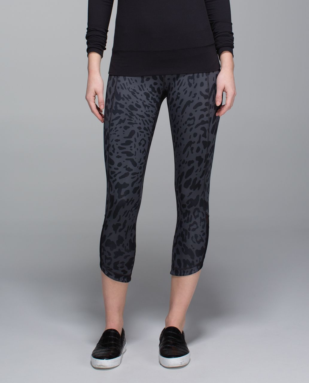 Lululemon Just Breathe Crop - Animal Swirl Deep Coal Light / Black