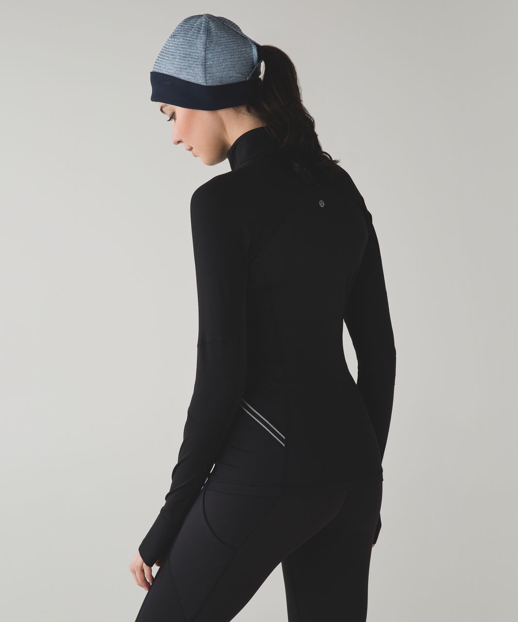 Lululemon Run With Me Toque - Mini Check Pique Caspian Blue Heathered Inkwell / Inkwell