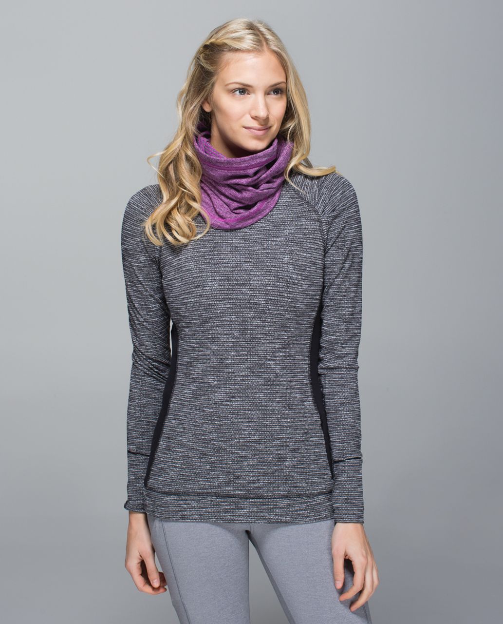 Lululemon Run With Me Neck Warmer - Mini Check Pique Ultra Violet Heathered Black