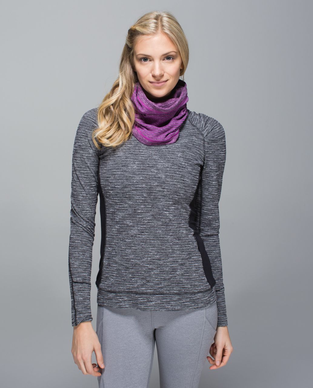 Lululemon Run With Me Neck Warmer - Mini Check Pique Ultra Violet Heathered Black