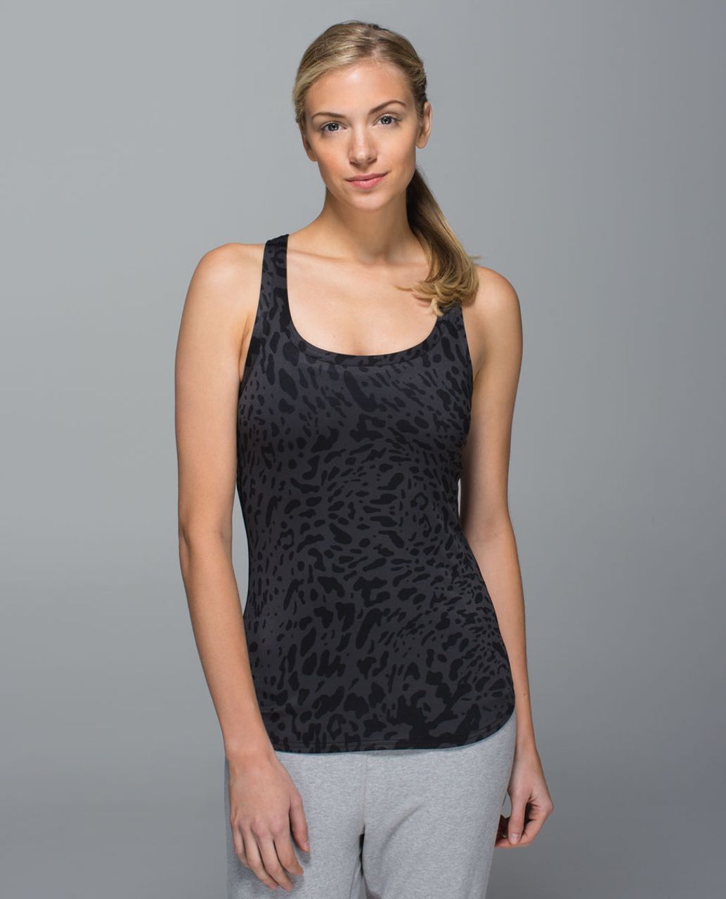 Lululemon Studio Racerback - Animal Swirl Deep Coal Black