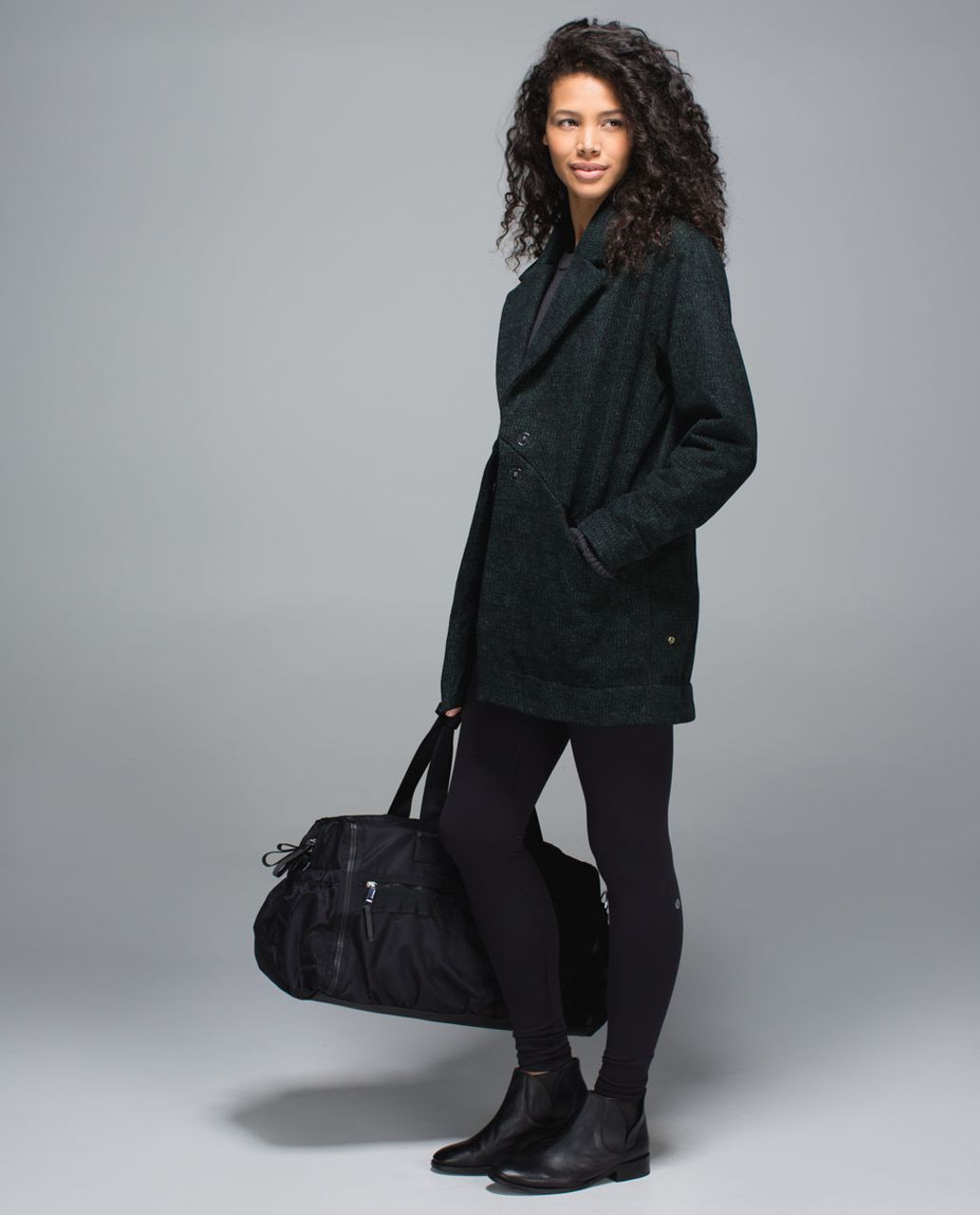 Lululemon Cozy Car Coat - Deep Jungle / Black