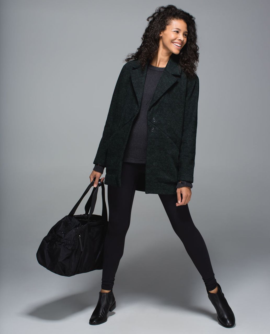 Lululemon Cozy Car Coat - Deep Jungle / Black