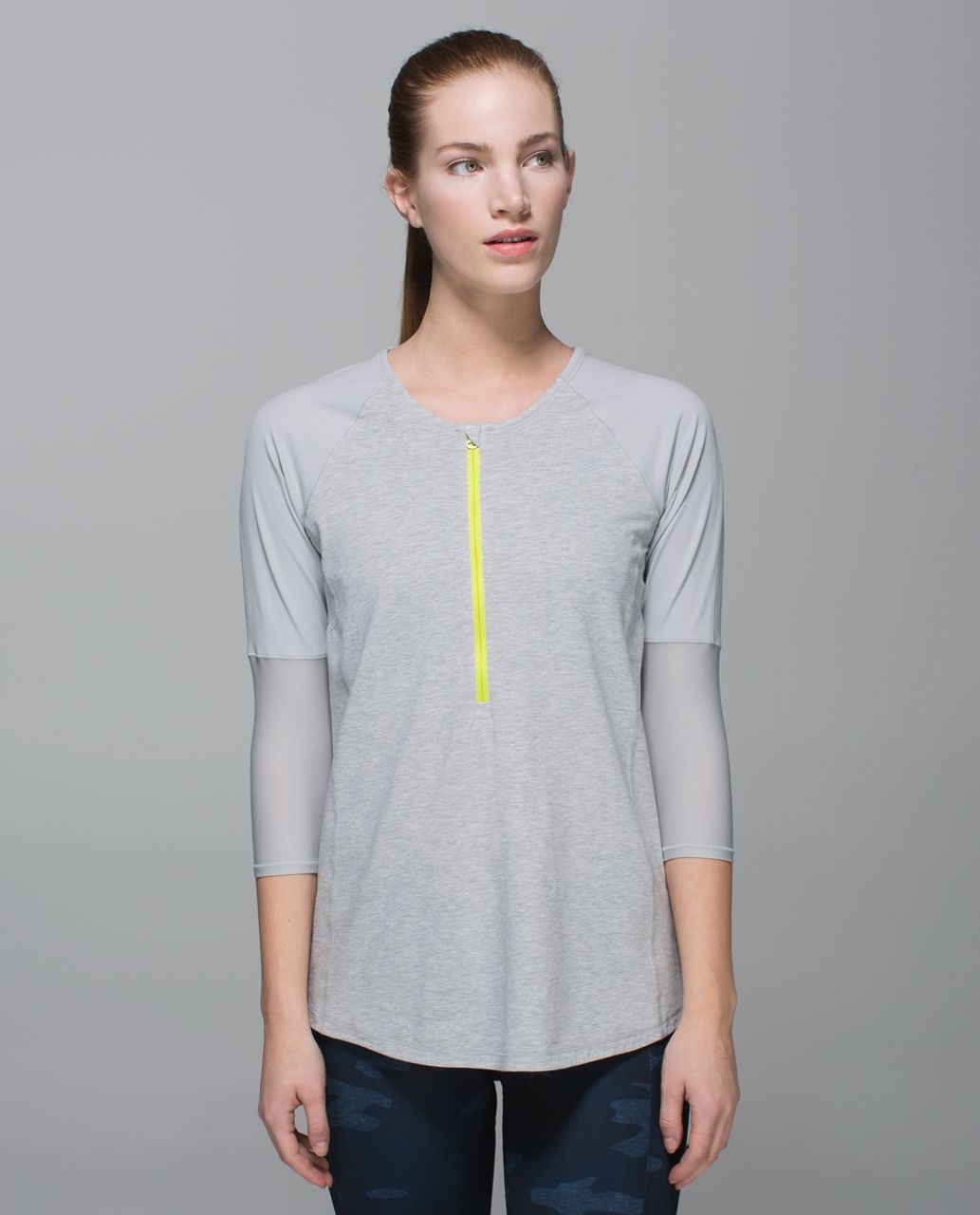 Lululemon Clip-In Long Sleeve - Heathered Silver Spoon / Silver Spoon