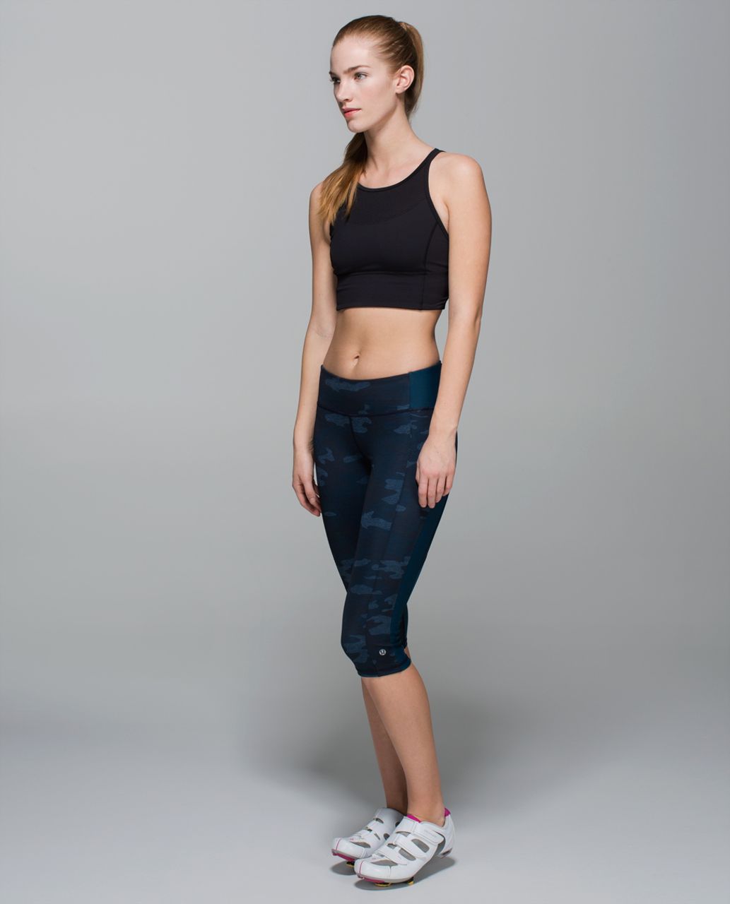 Lululemon Clip-In Crop - Heathered Texture Lotus Camo Oil Slick Blue / Alberta Lake